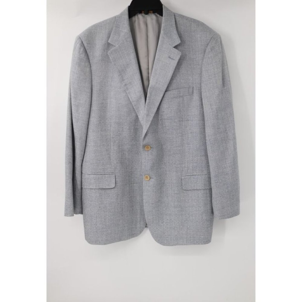 Brooks brothers sport coat men's 45R two button silk linen cotton light blue